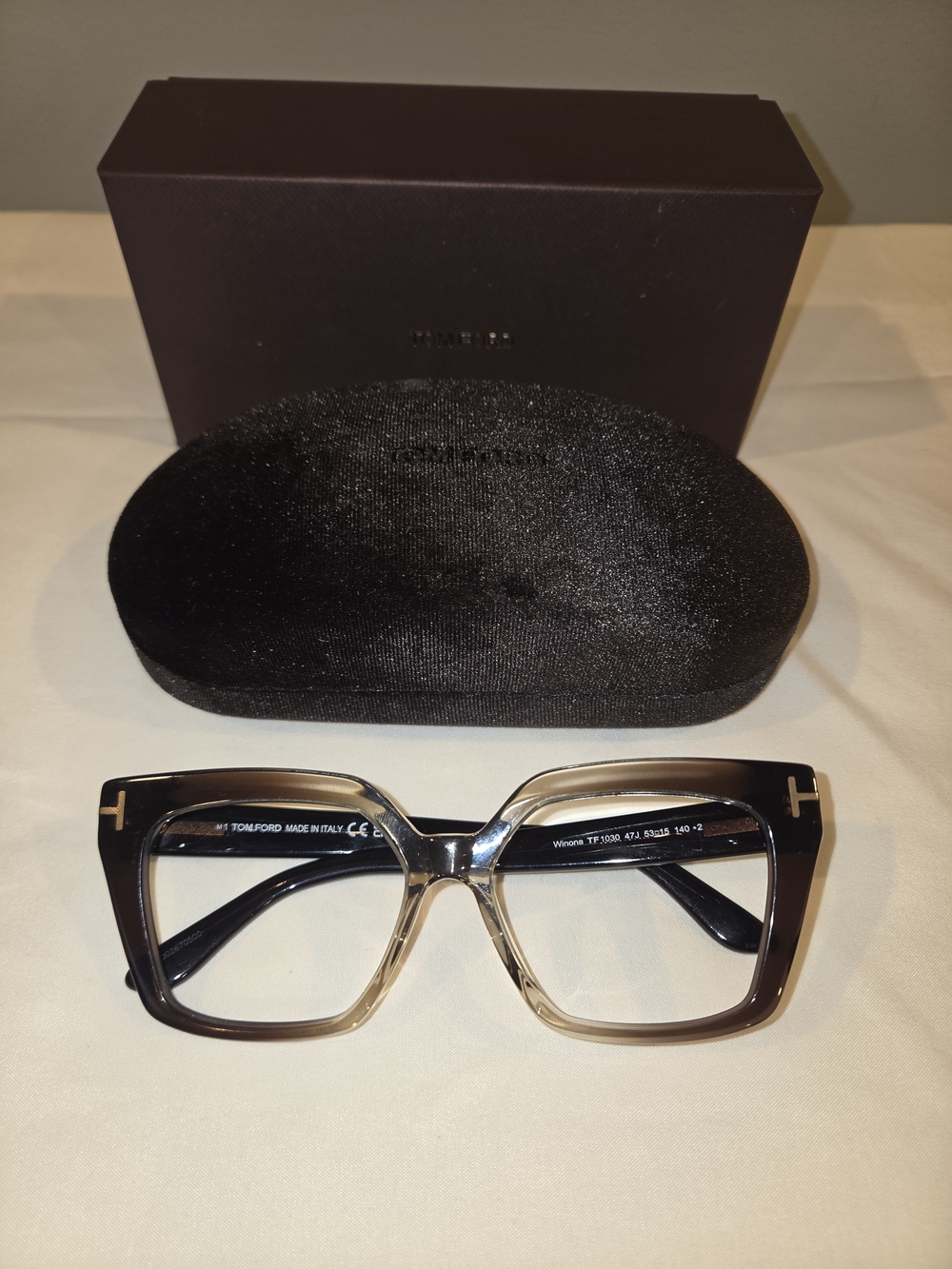 Tom Ford Women's Brown Gradient Square Optical Glasses Authentic
